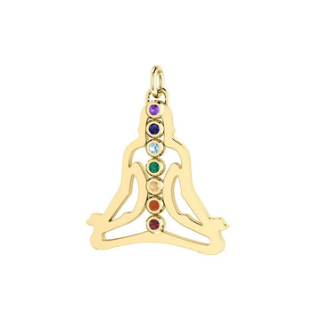 Harmonize Your Energy: Solid Gold Chakra Gemstone Silhouette Pendant | Embrace Balance and Inner Alignment GPD854 - Jewelry